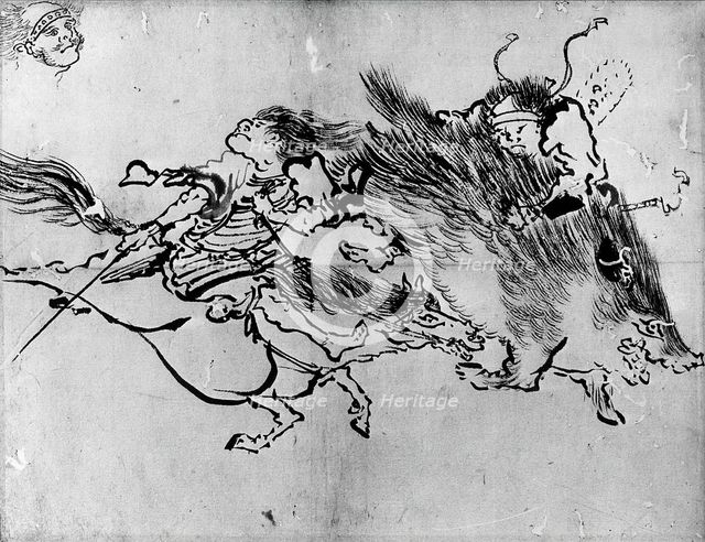 Two Figures, 19th century. Creator: Hokusai.