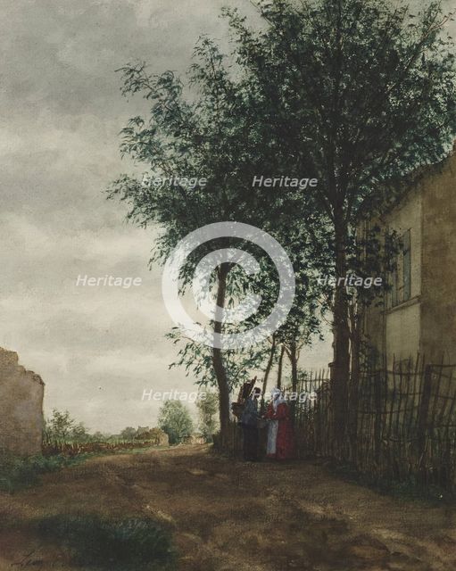 Two Figures beside a Country Road, 1861. Creator: Leon Bonvin.