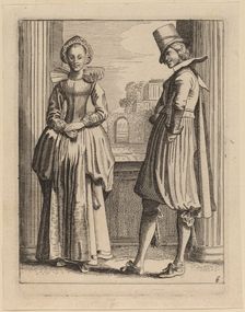Two Figures in Costume. Creator: Jan van de Velde II