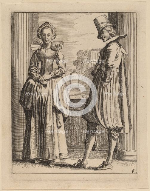 Two Figures in Costume. Creator: Jan van de Velde II.