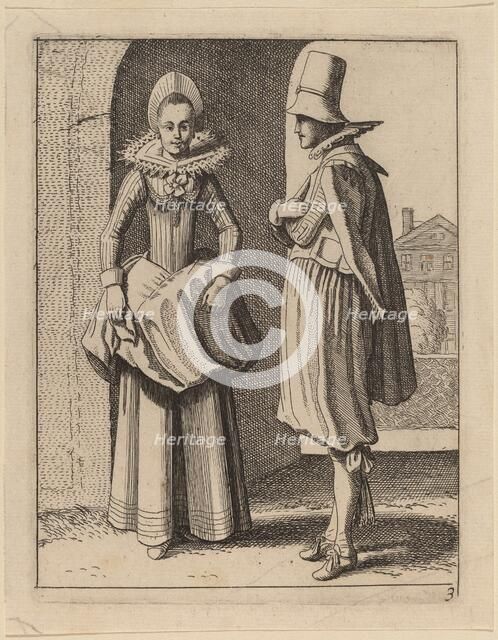 Two Figures in Costume. Creator: Jan van de Velde II.