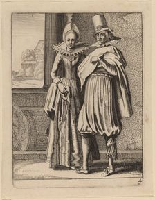Two Figures in Costume. Creator: Jan van de Velde II
