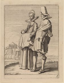 Two Figures in Costume. Creator: Jan van de Velde II