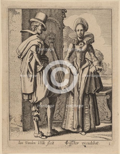 Two Figures in Costume. Creator: Jan van de Velde II.