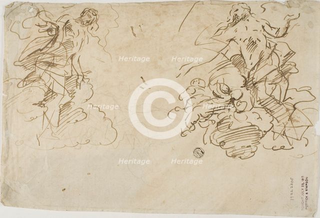 Two Figures in Clouds, n.d. Creator: Unknown.