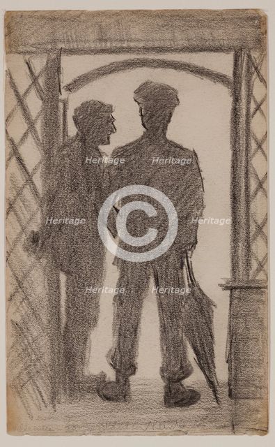Two Figures in a Doorway, between 1860 and 1897. Creator: Homer Dodge Martin.