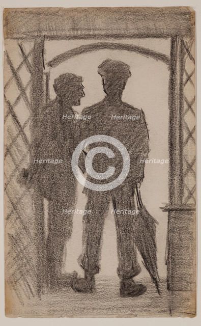 Two Figures in a Doorway, between 1860 and 1897. Creator: Homer Dodge Martin.