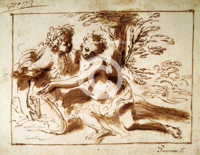 'Two Figures in a Landscape', 17th century. Artist: Pier Francesco Mola