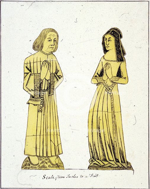 Two figures on a tomb in St Helen, St Helen, Bishopsgate, London, c1800. Artist: Anon