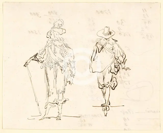Two Figures, One Dressed in French Louis XIII Style and the Other in Spanish..., n.d. Creator: Luis Paret y Alcazar.