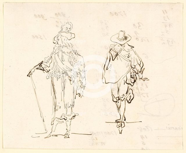 Two Figures, One Dressed in French Louis XIII Style and the Other in Spanish..., n.d. Creator: Luis Paret y Alcazar.