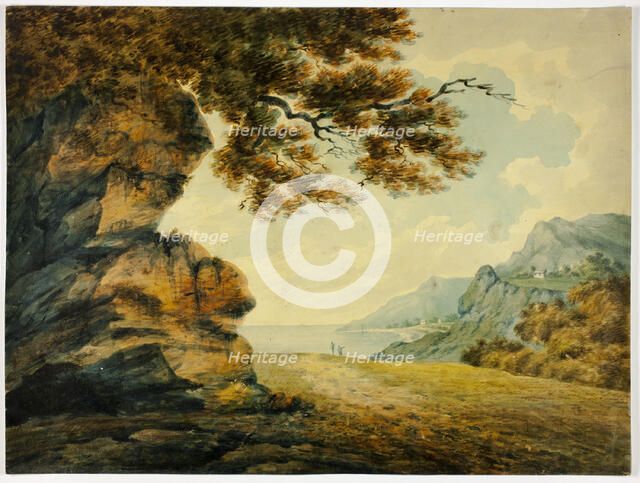 Two Figures Looking at Bay, c. 1790. Creator: Unknown.