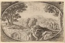 Two Figures near a Small Stone Bridge. Creator: Herman van Swanevelt