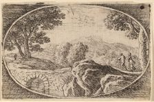 Two Figures near a Small Stone Bridge. Creator: Herman van Swanevelt