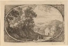 Two Figures Seated to the Right of a Road. Creator: Herman van Swanevelt