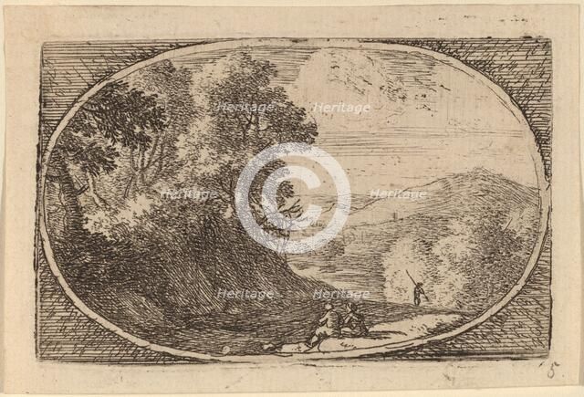 Two Figures Seated to the Right of a Road. Creator: Herman van Swanevelt.