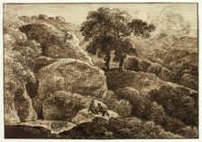 Two Figures Resting on Hillside near Two Trees, n.d. Creator: Possibly Franz Kobell German, 1749-1822
