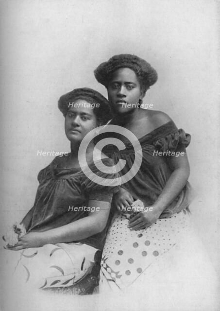 Two Fijian princesses with the hair dressed in European style, 1902. Artist: Unknown.