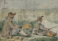 Two fishermen by a river. Creator: Hendrick Avercamp