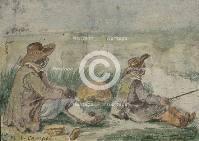 Two fishermen by a river. Creator: Hendrick Avercamp.