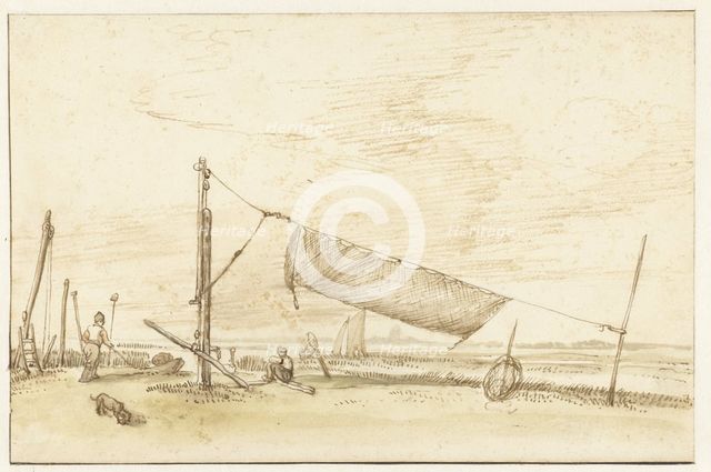 Two fishermen on the waterfront (the IJ?), 1640-1677. Creator: Anthonie van Borssom.
