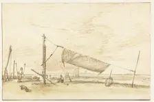 Two fishermen on the waterfront (the IJ?), 1640-1677. Creator: Anthonie van Borssom