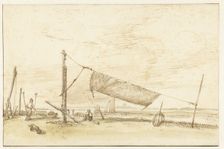Two fishermen on the waterfront (the IJ?), 1640-1677. Creator: Anthonie van Borssom