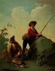 Two fishermen, one with a rod and the other seated, 1785. Creator: Zacarias Gonzalez Velazquez