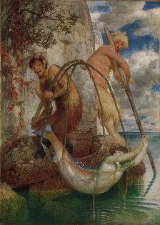 Two fishing Pans, 1874. Creator: Böcklin, Arnold (1827-1901)