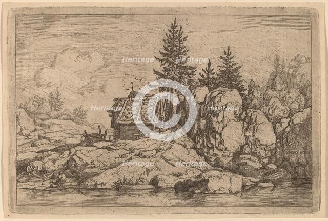 Two Fir Trees near Cottages, probably c. 1645/1656. Creator: Allart van Everdingen.