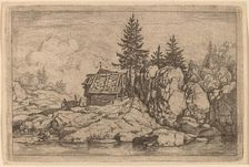 Two Fir Trees near Cottages, probably c. 1645/1656. Creator: Allart van Everdingen