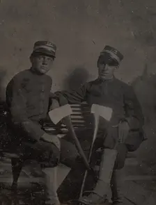 Two Firemen (?) with Axes, late 1850s-60s. Creator: Unknown