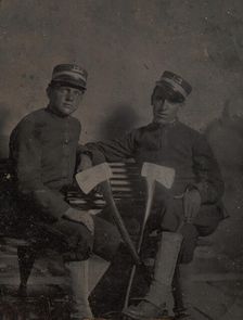 Two Firemen (?) with Axes, late 1850s-60s. Creator: Unknown
