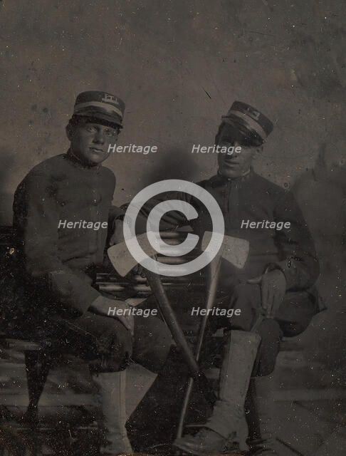 Two Firemen (?) with Axes, late 1850s-60s. Creator: Unknown.