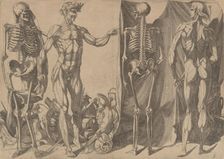 Two Flayed Men and Their Skeletons, ca. 1540-45. Creator: Domenico del Barbiere