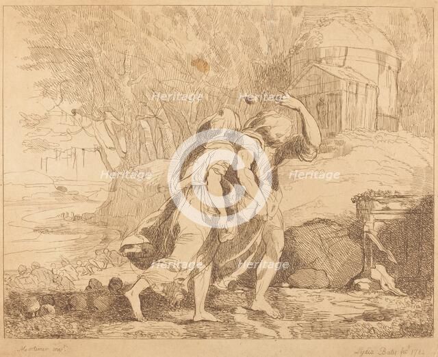 Two Fleeing Figures (Atlanta and Hippomenes?), 1784. Creator: Lydia Bates.