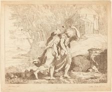 Two Fleeing Figures (Atlanta and Hippomenes?), 1784. Creator: Lydia Bates