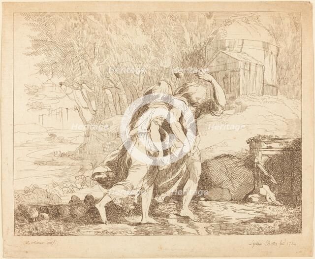 Two Fleeing Figures (Atlanta and Hippomenes?), 1784. Creator: Lydia Bates.