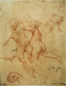 Two flying putti study, 1740s. Artist: Pompeo Batoni