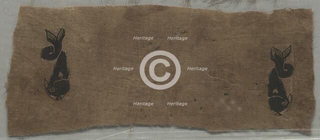 Two Fragments from a Curtain: Dolphins, 400s - 500s. Creator: Unknown.