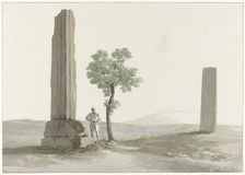Two fragments of columns of the Temple of Olympian Zeus half a mile from the river..., 1778. Creator: Louis Ducros
