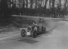 Two Frazer-Nash cars racing at Donington Park, Leicestershire, 1930s. Artist: Bill Brunell