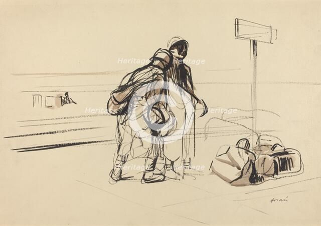 Two French Soldiers near a Notice Board, c. 1914/1919. Creator: Jean Louis Forain.