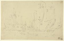 Two Frigates Under Full Sail, n.d. Creator: Willem van de Velde the Younger