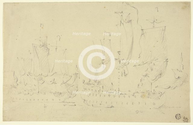 Two Frigates Under Full Sail, n.d. Creator: Willem van de Velde the Younger.