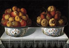 Two Fruit Bowls on a table, 1642. Creator: Tomás Hiepes