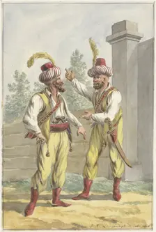 Two guards of King Louis Napoleon with turbans, 1807. Creator: Jan Antony Langendijk