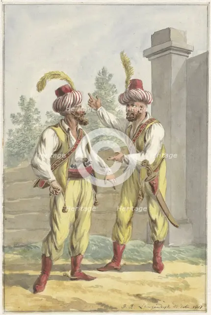 Two guards of King Louis Napoleon with turbans, 1807. Creator: Jan Antony Langendijk.