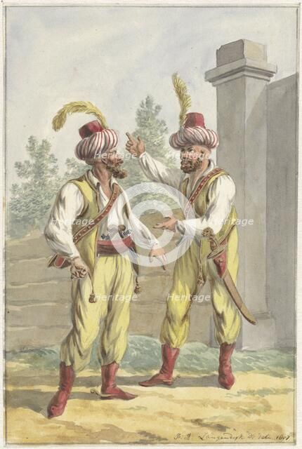 Two guards of King Louis Napoleon with turbans, 1807. Creator: Jan Antony Langendijk.