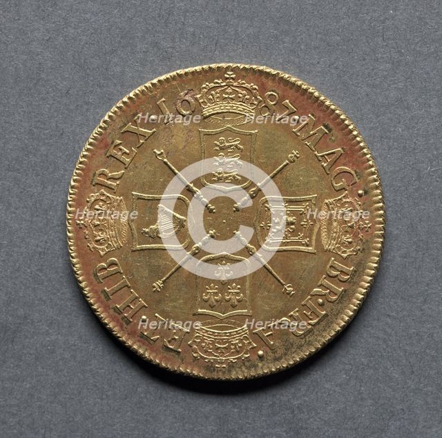 Two Guineas (reverse), 1687. Creator: Unknown.